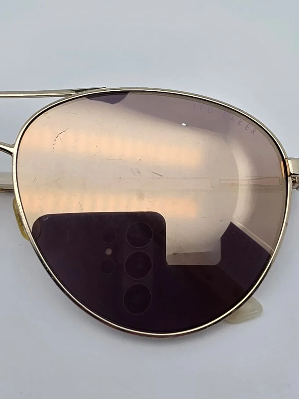 Ted Baker TBW063 Gold Frame Rose Gold Mirror Flat Lens Aviator Sunglasses 56mm